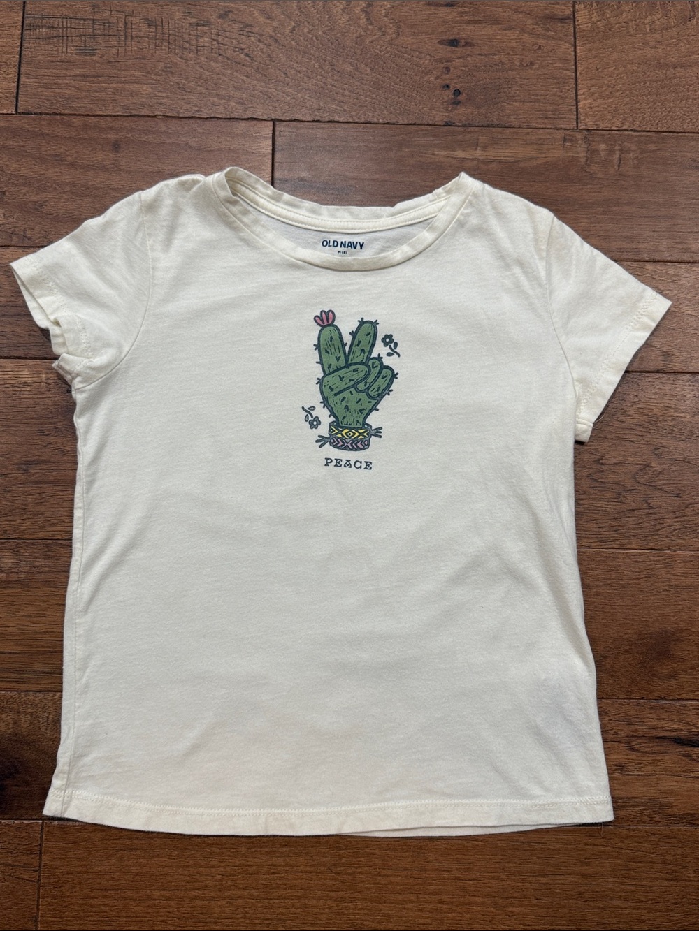 Old Navy Girls Short-Sleeve Graphic T-Shirt - Size M (8) - Cactus Peace